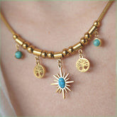 Elegant Necklace with Turquoise Charms
